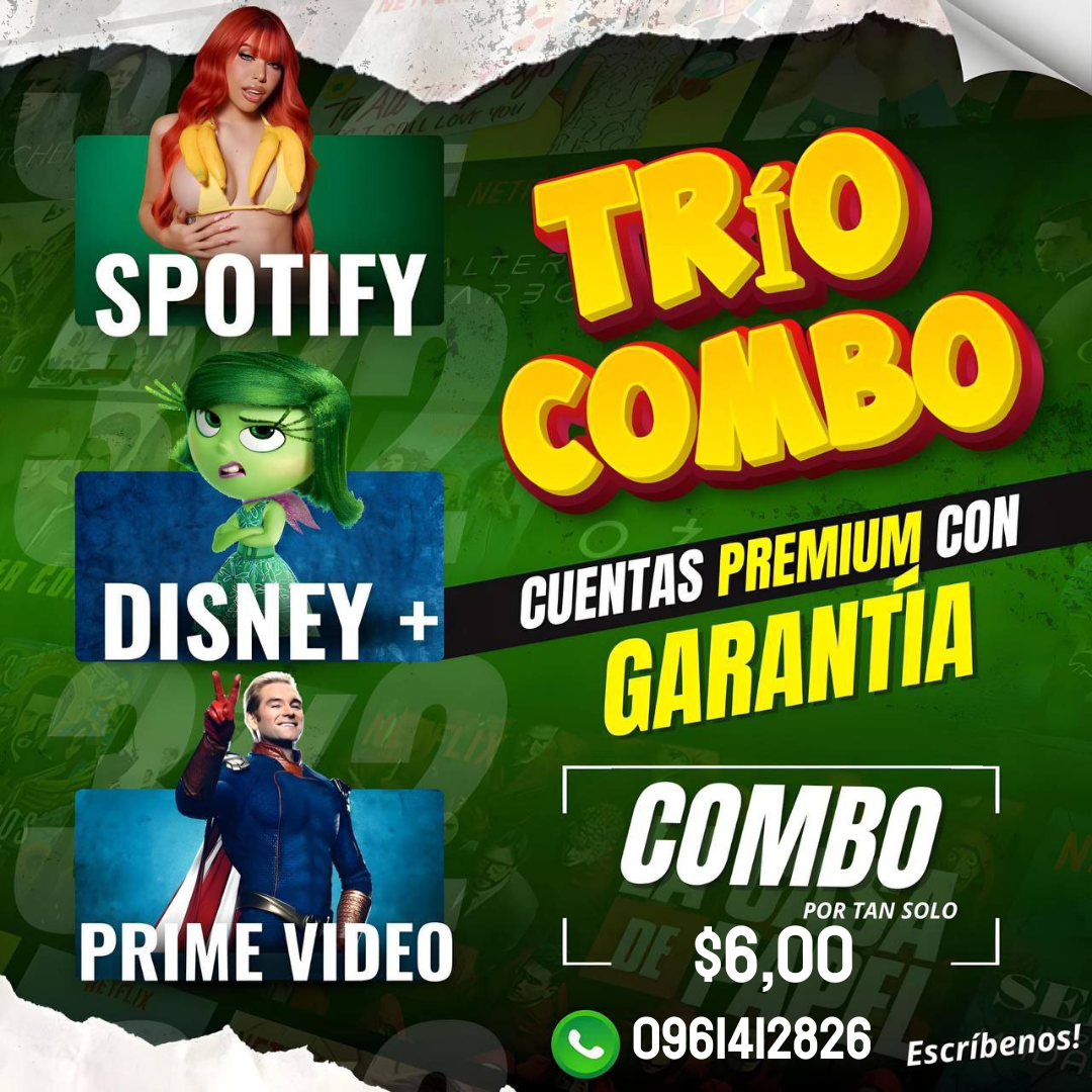 Combo Básico: Spotify, Disney+ y Prime Video