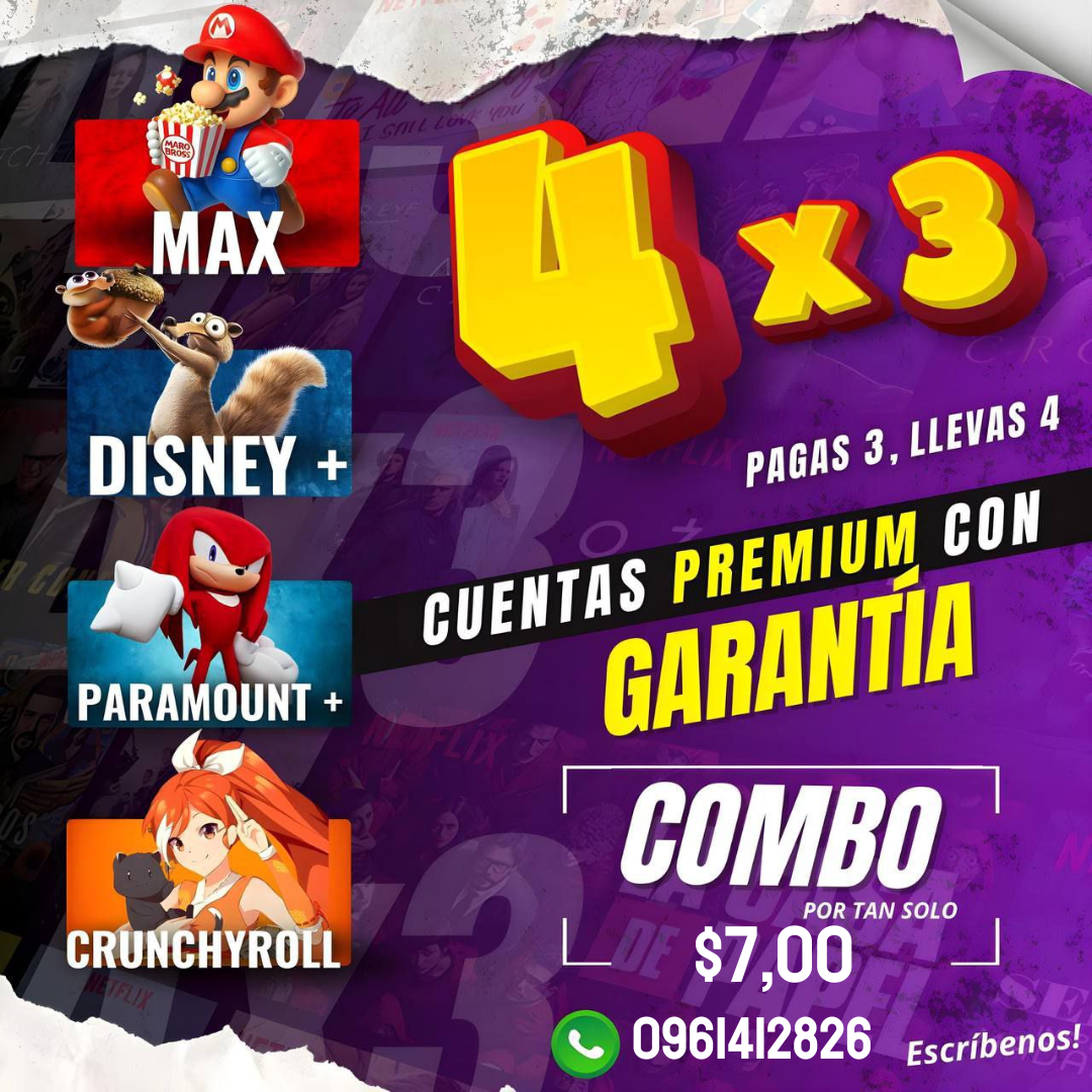 Super Combo: HBO Max, Disney+, Paramount+ y Crunchyroll