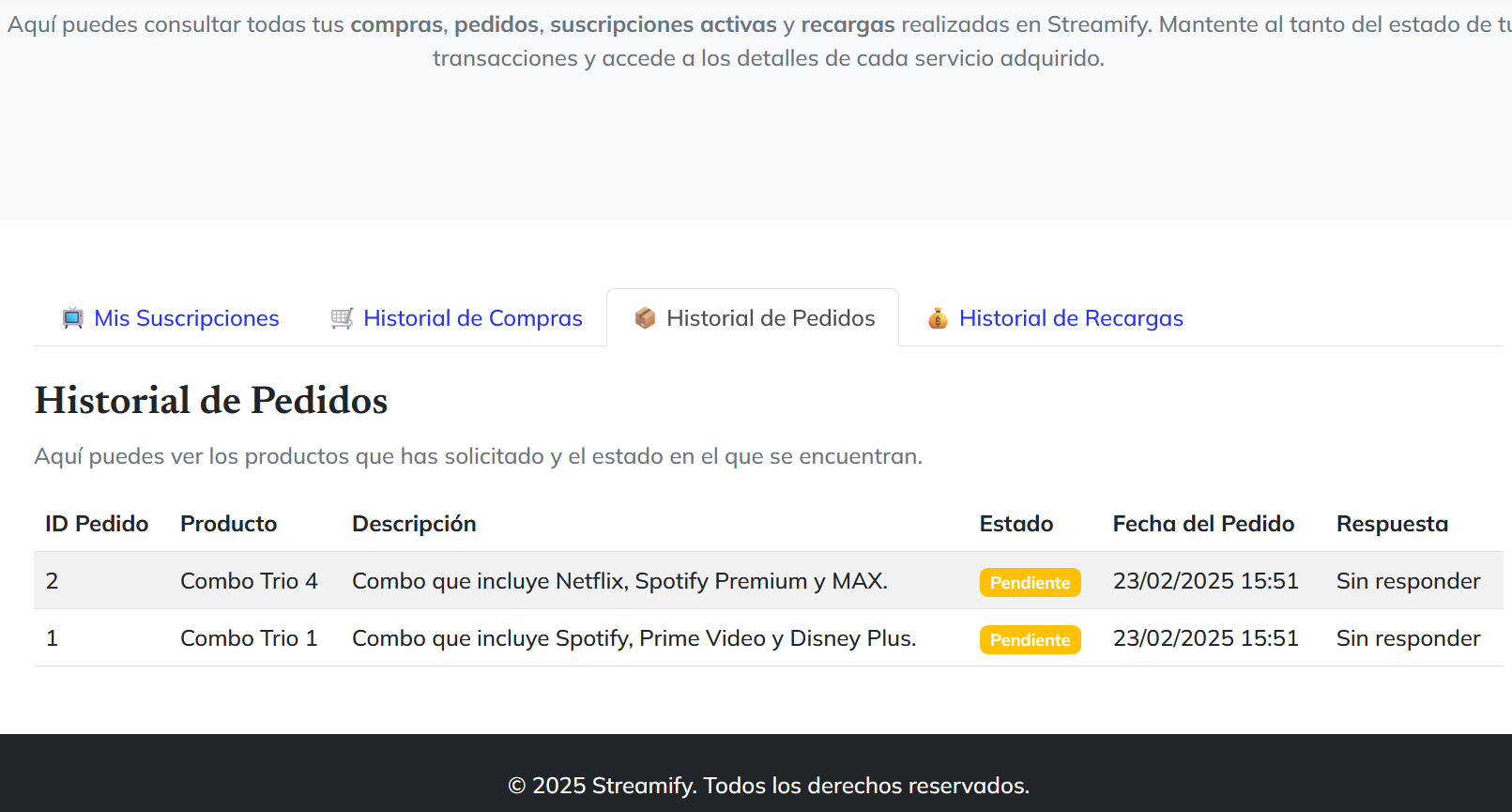 Historial de Pedidos