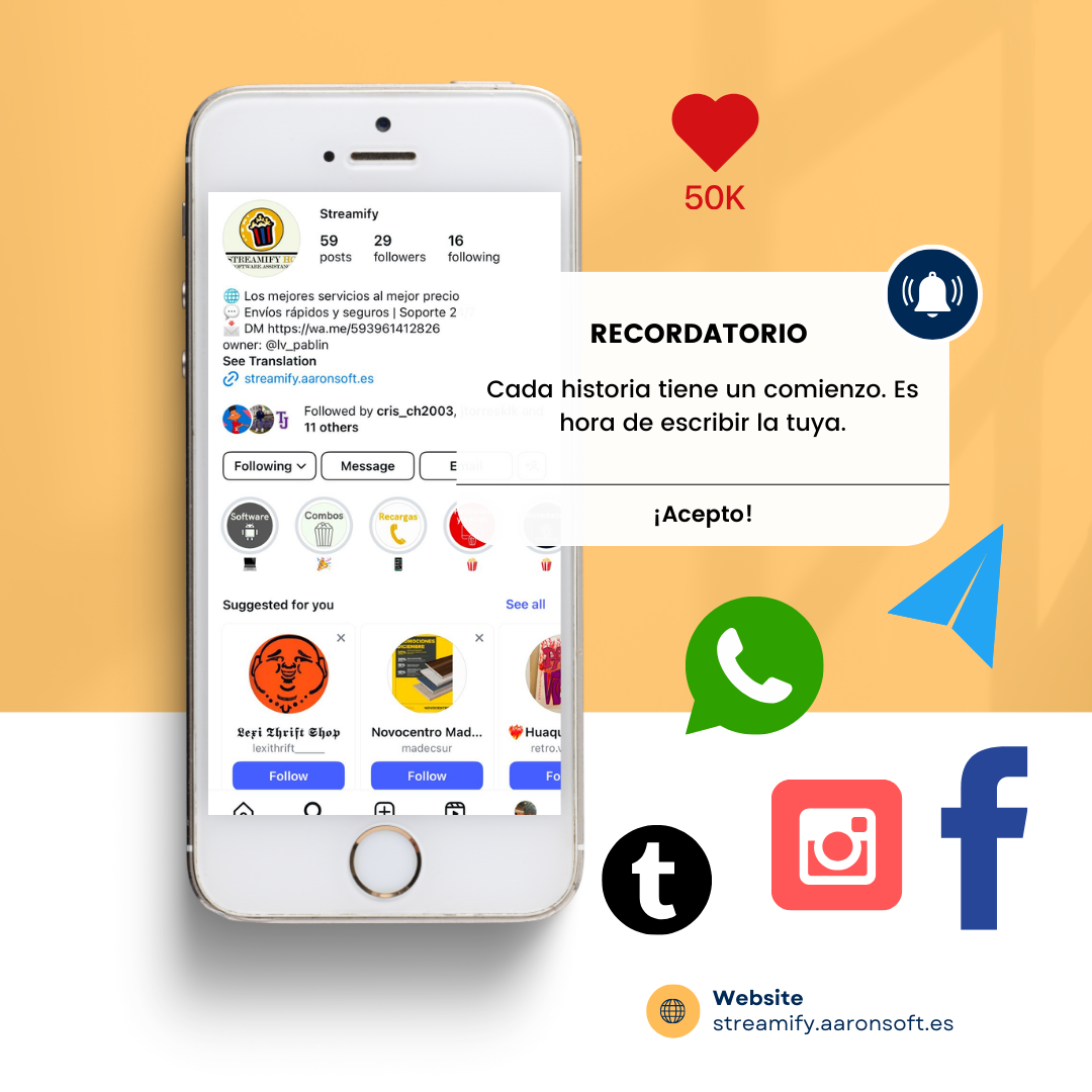 Redes sociales de Streamify