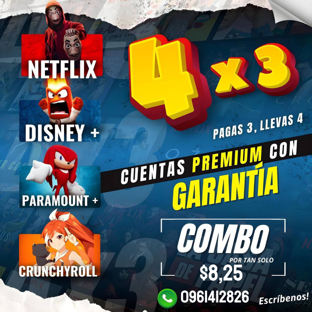 Netflix + Disney Premium + Paramount + Crunchyroll